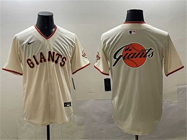 Men%27s San Francisco Giants Cream Team Big Logo Limited Stitched Jersey